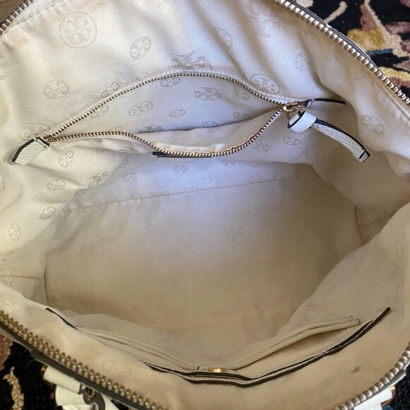 Tory Burch 'Medium Bombe T' Satchel in Soft White - Picture 10 of 12